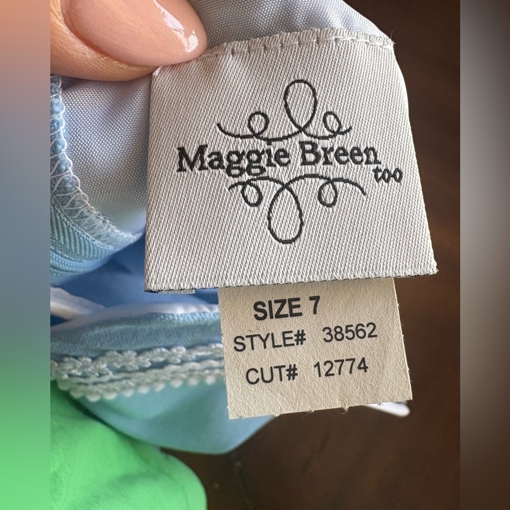 MAGGIE BREEN A-line Dress w Decorative Trim- Blue-NWT Girls 7 Made in USA - Picture 3 of 5